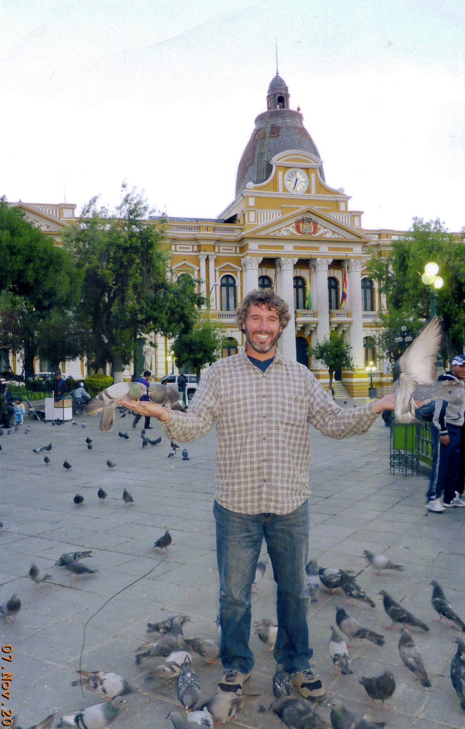 Feeding birds in Bolivia